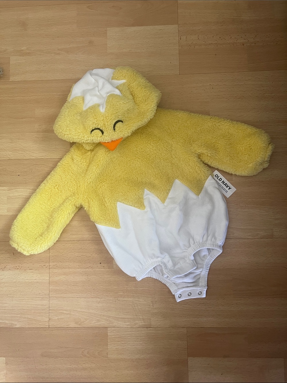 Old Navy Yellow & White Chick Plush Hooded Romper